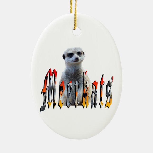 Meerkat och Meerkats Bild Logotyp Julgransprydnad Keramik (Baksidan)