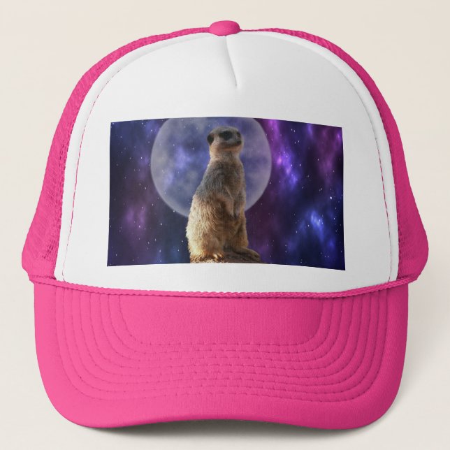 Meerkat On Blue Moonlight Natt, Truckerkeps (Framsida)