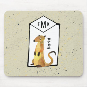 Meerkat på Beige Background med Monogram Musmatta