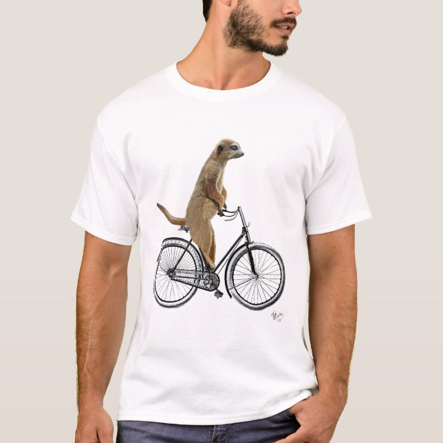Meerkat på Bicycle Tee Shirt (Framsida)
