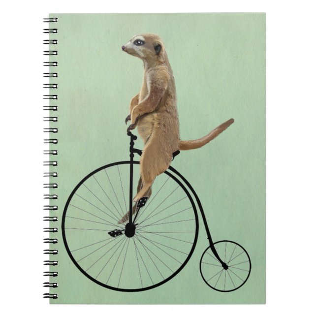 Meerkat på Black Penny Farthing 2 Anteckningsbok Med Spiral (Framsidan)