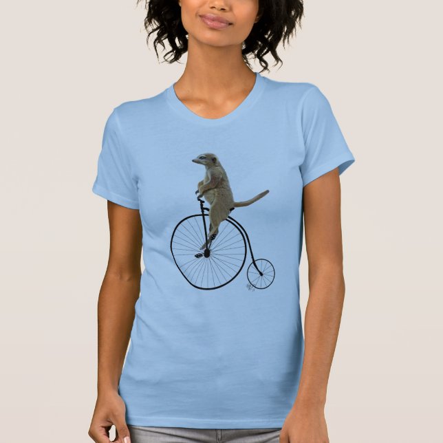 Meerkat på Black Penny Farthing T Shirt (Framsida)