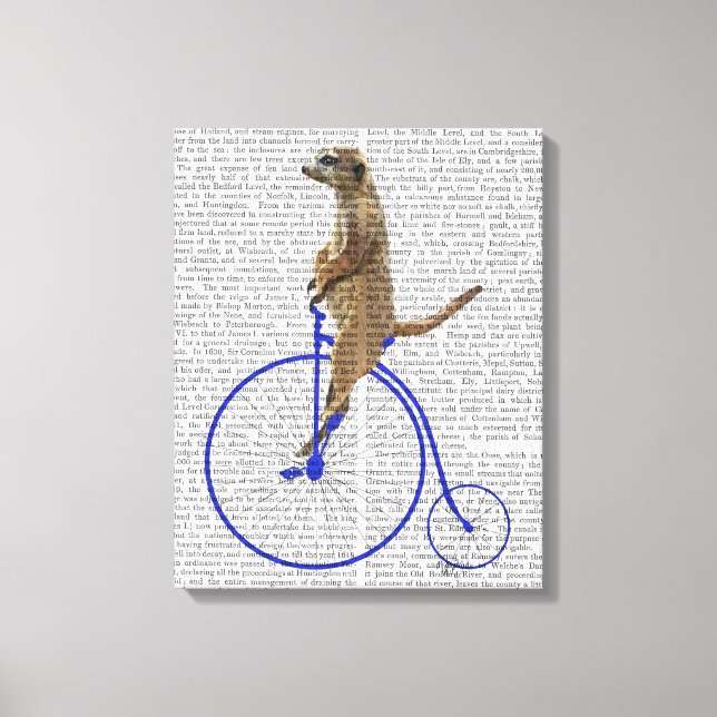 Meerkat på Blue Penny Farthing Canvastryck (Framsida)