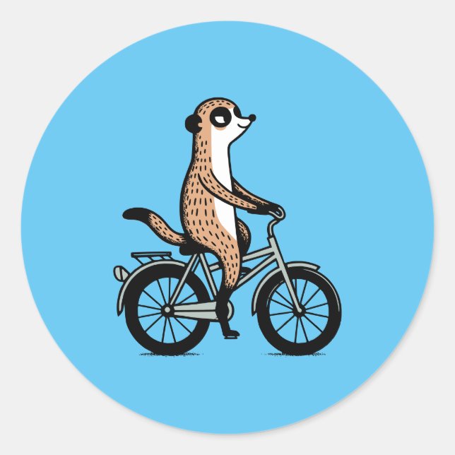 Meerkat på cykel runt klistermärke (Framsida)