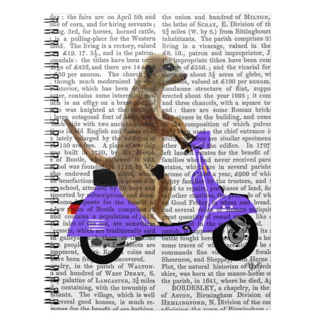 Meerkat på Lilac Moped Anteckningsbok Med Spiral (Framsidan)