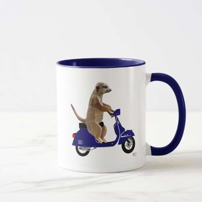Meerkat på Mörk blått Moped Mugg (Höger)
