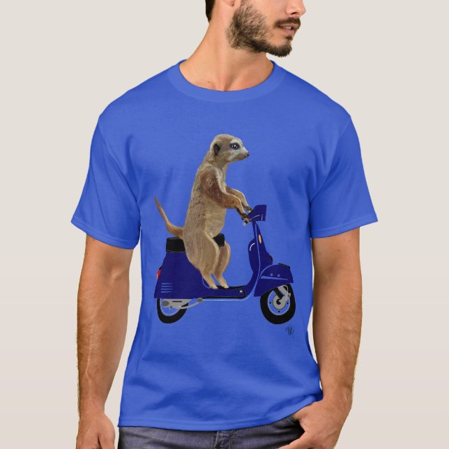 Meerkat på Mörk blått Moped T-shirt (Framsida)