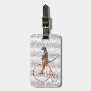 Meerkat på Orange Penny Farthing Bagagebricka