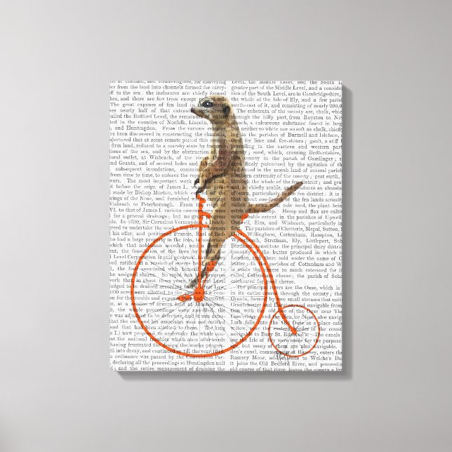 Meerkat på Orange Penny Farthing Canvastryck (Framsida)