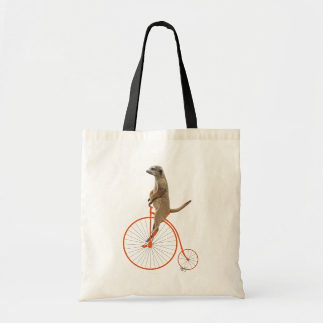 Meerkat på Orange Penny Farthing Tygkasse (Framsidan)