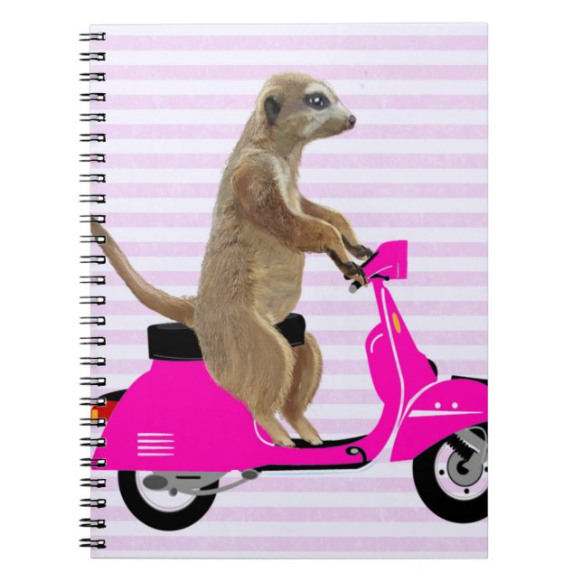 Meerkat på Rosa Moped 2 Anteckningsbok (Framsidan)