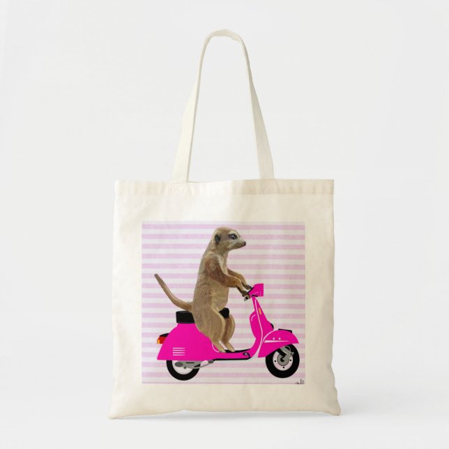 Meerkat på Rosa Moped 2 Tygkasse (Framsidan)