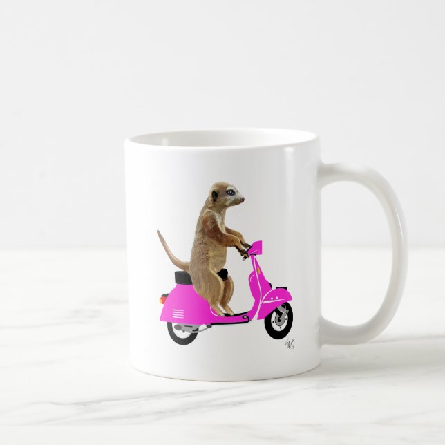 Meerkat på Rosa Moped Kaffemugg (Höger)