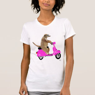 Meerkat på Rosa Moped Tee Shirt