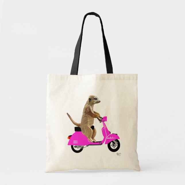 Meerkat på Rosa Moped Tygkasse (Framsidan)