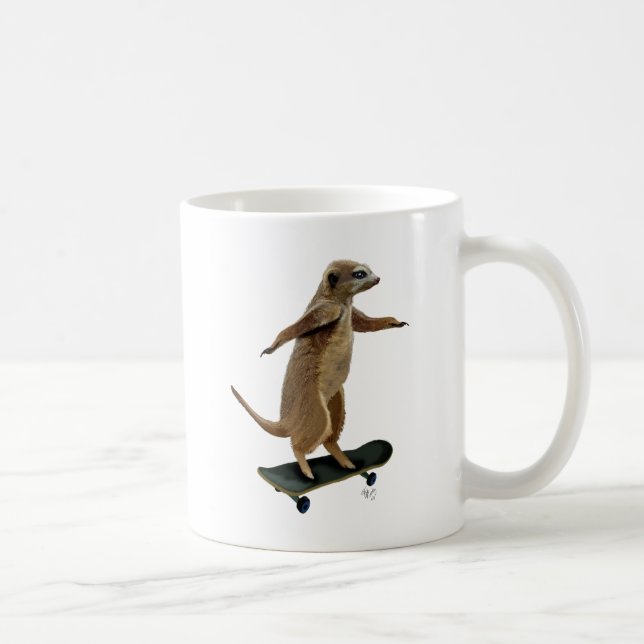 Meerkat på Skateboard 2 Kaffemugg (Höger)