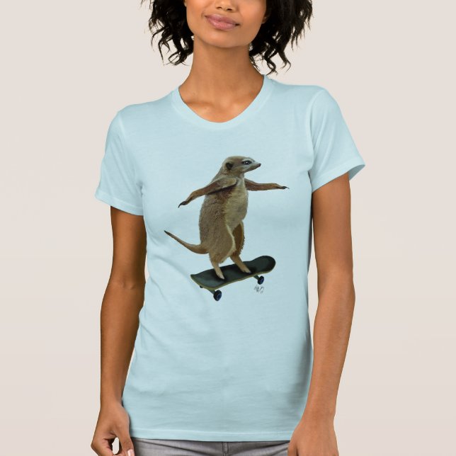 Meerkat på Skateboard 2 T-shirt (Framsida)