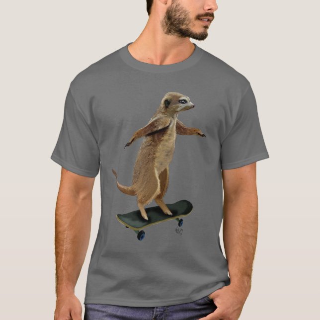 Meerkat på Skateboard 2 Tee (Framsida)