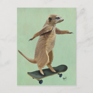 Meerkat på Skateboard 3 Vykort