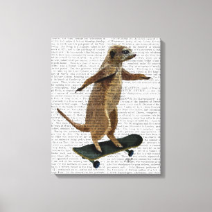 Meerkat på Skateboard Canvastryck