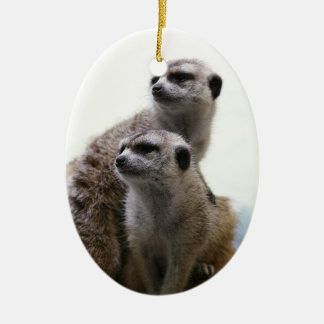 Meerkat parar prydnaden julgransprydnad keramik (Framsidan)