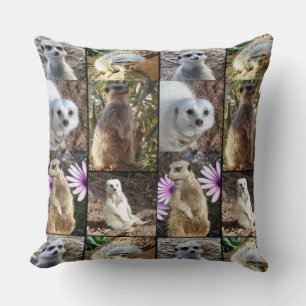 Meerkat Photo Collage, Stor Throw Cushion. Kudde