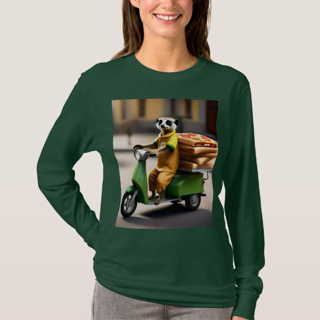 Meerkat Pizza Delivery on a Tuk Tuk, T Shirt (Framsida)