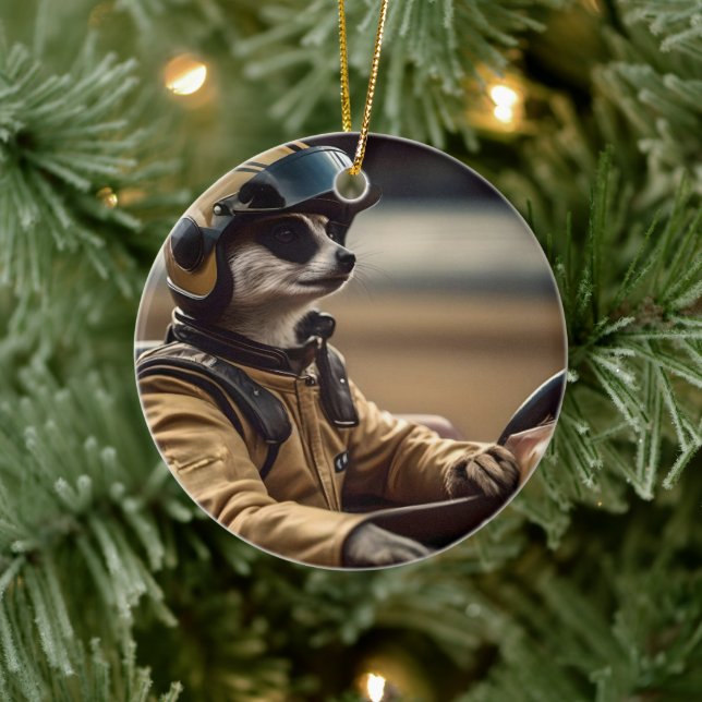 Meerkat Professionell Tävla Car Driver, Julgransprydnad Keramik (Träd)