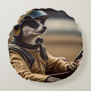 Meerkat Professionell Tävla Car Driver, Rund Kudde