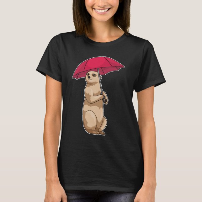 Meerkat Rain Umbrella T Shirt (Framsida)