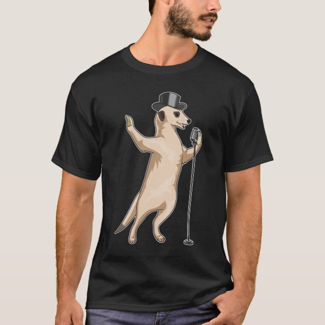 Meerkat Singer Microphone Music T Shirt (Framsida)
