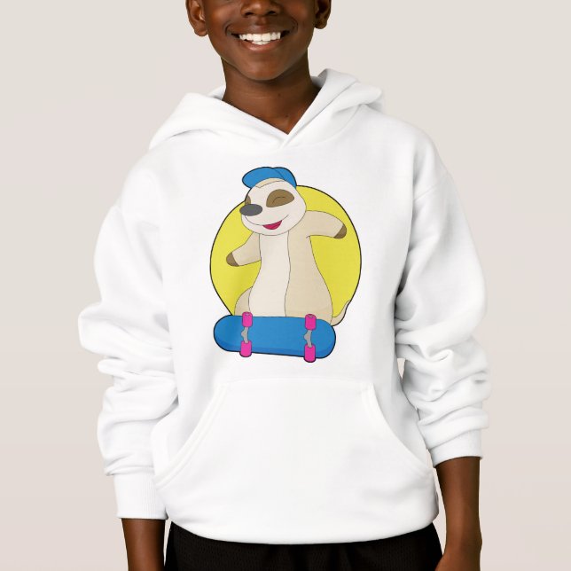 Meerkat Skater Skateboard T Shirt (Framsida)