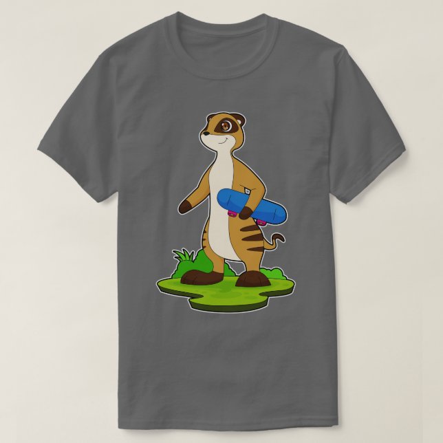 Meerkat Skater Skateboard T Shirt (Design framsida)