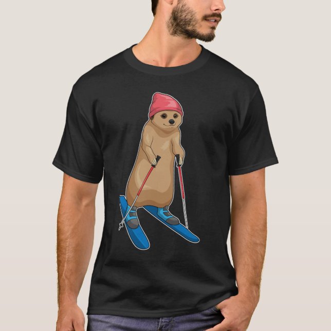 Meerkat Skier Ski T Shirt (Framsida)