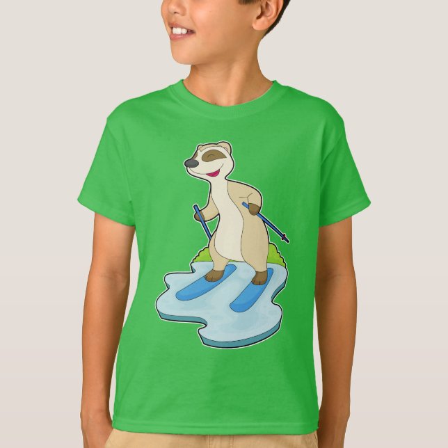 Meerkat Skier Ski T Shirt (Framsida)