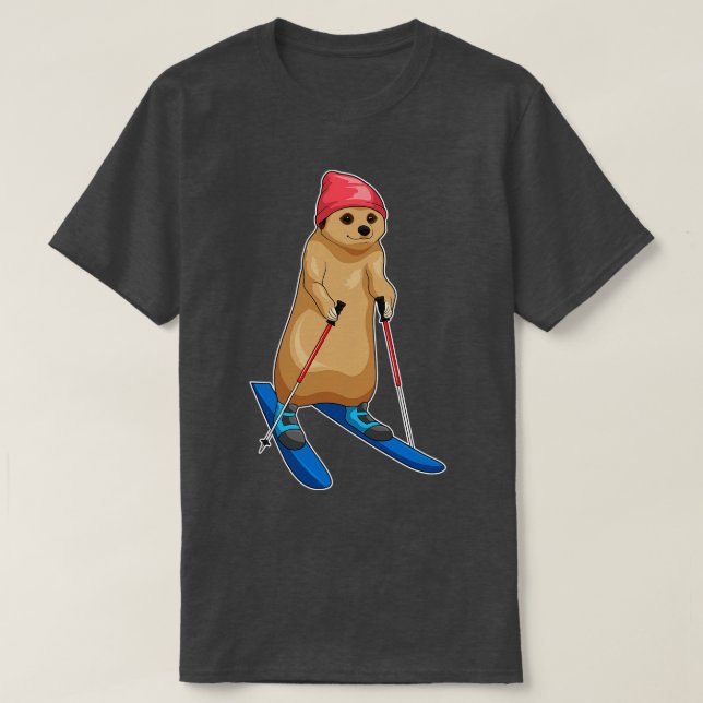 Meerkat Skier Ski T Shirt (Design framsida)