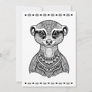 Meerkat, Skriv ut och Färg-kort, tänka på dig Julkort