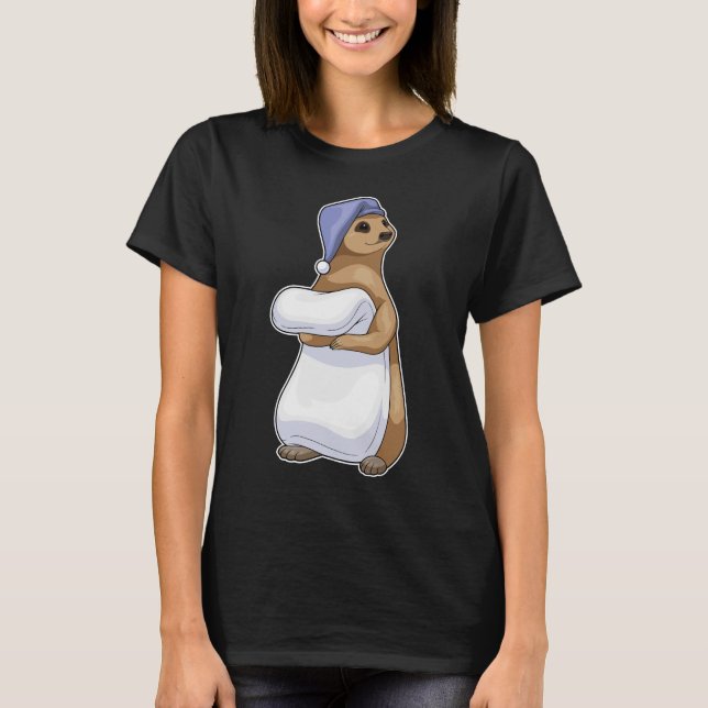 Meerkat Sleeping Nightcap T Shirt (Framsida)