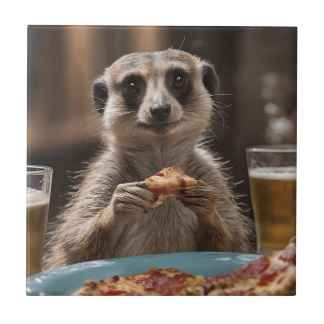 Meerkat Sneaky Lunchtime Kakelplatta (Framsidan)