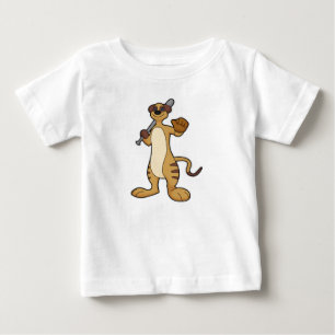 Meerkat som Baseball-spelare med Baseball fladderm T Shirt