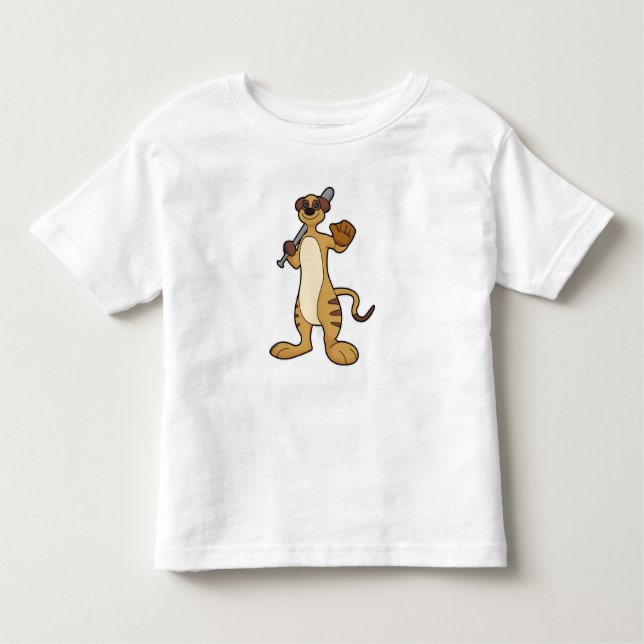 Meerkat som Baseball-spelare med Baseball fladderm T Shirt (Framsida)