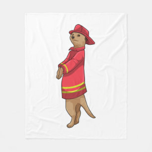 Meerkat som Firefighter med Helmet Fleecefilt