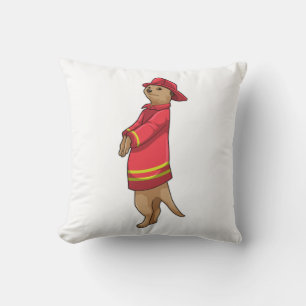 Meerkat som Firefighter med Helmet Kudde