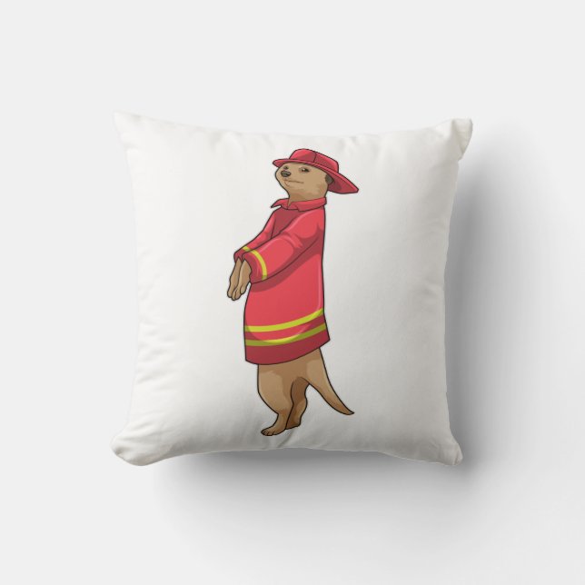 Meerkat som Firefighter med Helmet Kudde (Framsida)