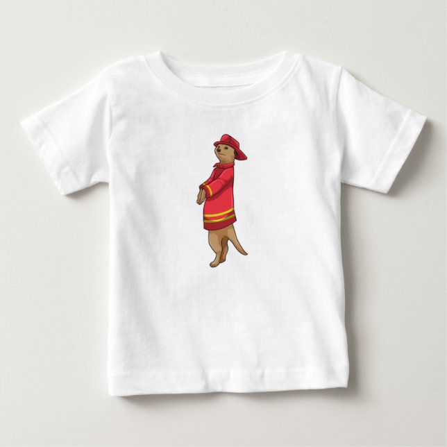 Meerkat som Firefighter med Helmet T Shirt (Framsida)