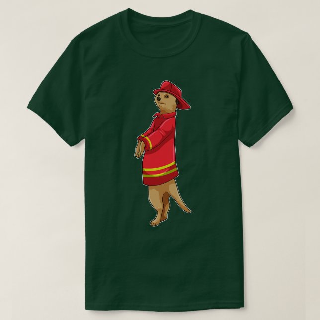 Meerkat som Firefighter med Helmet T Shirt (Design framsida)