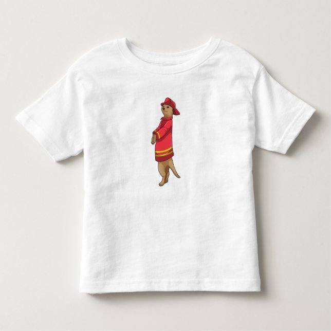 Meerkat som Firefighter med Helmet T Shirt (Framsida)