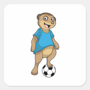 Meerkat som fotbollsspelare med fotbollsspelare fyrkantigt klistermärke
