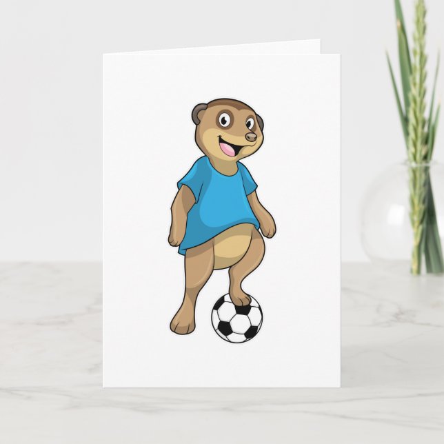 Meerkat som fotbollsspelare med fotbollsspelare kort (Framsida)