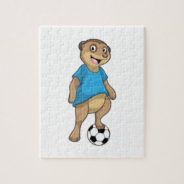 Meerkat som fotbollsspelare med fotbollsspelare pussel (Vertikal)